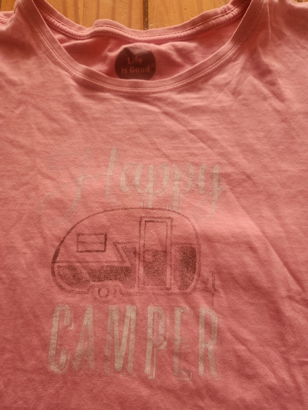 Life is Good Happy Camper Tee Pink Shade Size Extra Large